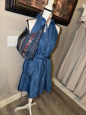 Ladies, summer jean dress with belt